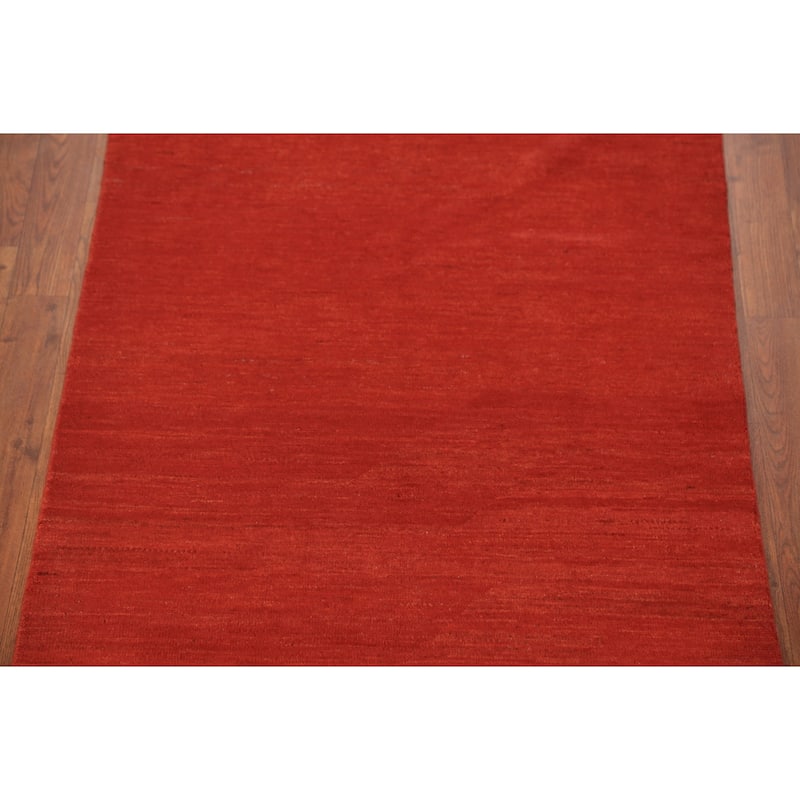 Gabbeh Modern Runner Rug Handmade Foyer Wool Carpet - 3'2" x 9'8"