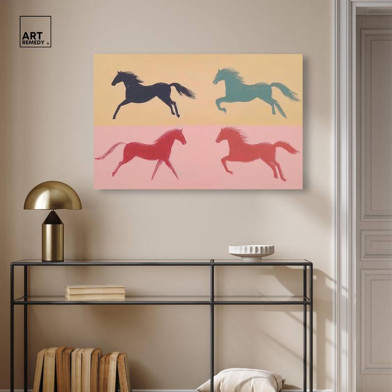 Galloping Quartet Canvas by Art Remedy, Gallery Wrapped