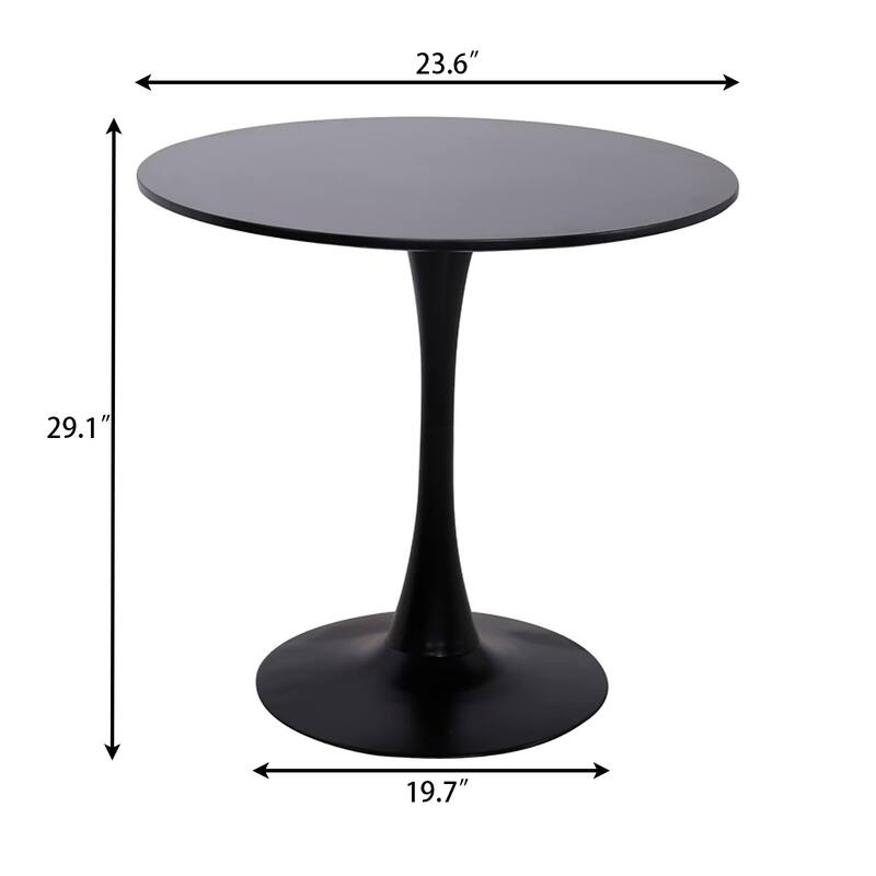HOMYLIN 24" Black Round Dining Table with Metal Pedestal Base