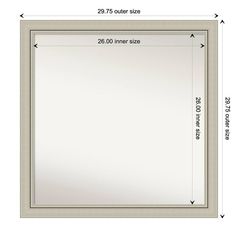 Romano Silver Narrow Framed Non-Beveled Custom Wall Mirror, Bathroom Vanity Mirror - Outer Size: 29.75 x 29.75