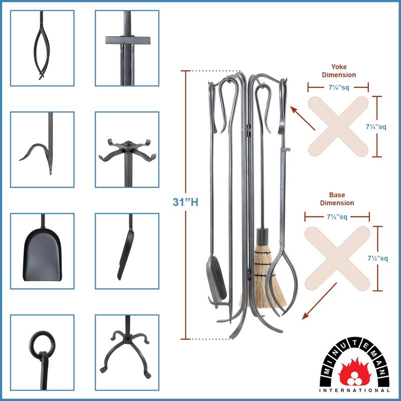 Achla Designs Hearth Hooks Fireplace Set of 4 Tools, 31 Inch Tall, Graphite Finish