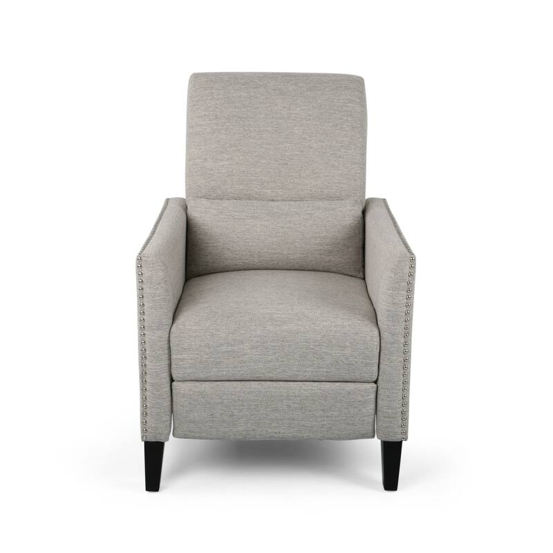 Pushback Recliner with Nailhead Accents and Birch Wood Legs