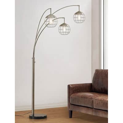 Metro 3-light Wire Shade LED Dimmable Arch Floor Lamp