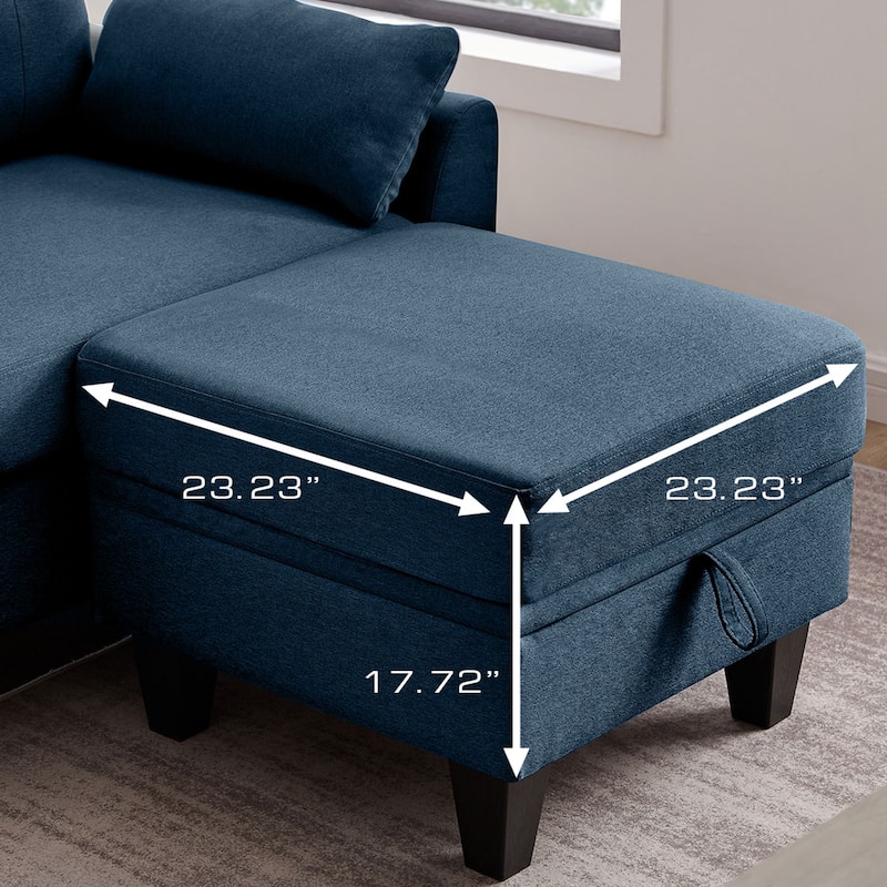 101" Sectional Sofa with Storage Ottoman