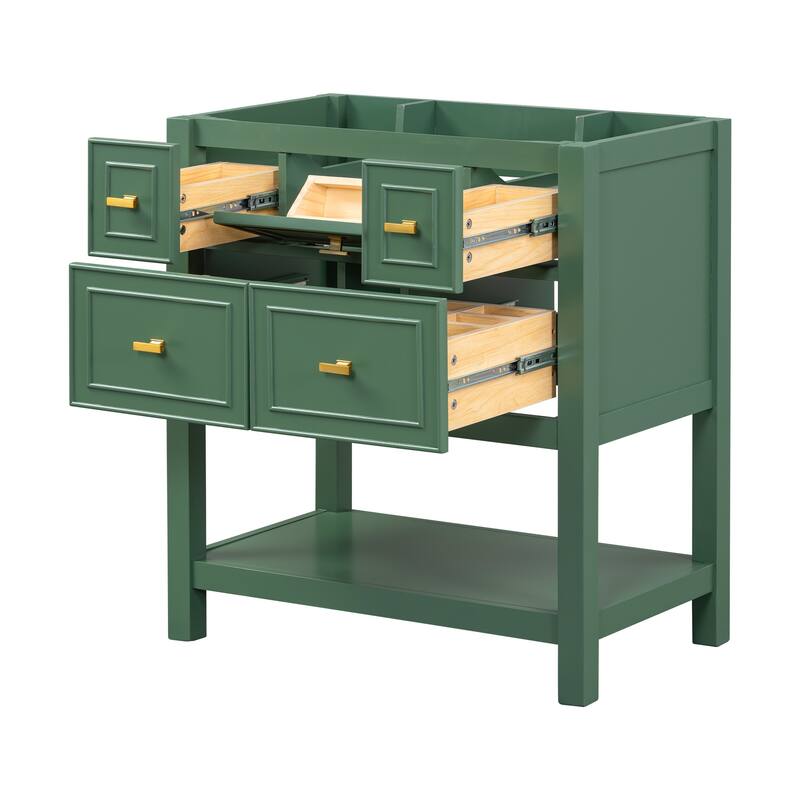 30'' Bathroom Vanity without Sink, Free Standing Single Vanity with 5 Drawers, Solid Wood Frame Bathroom Storage Cabinet