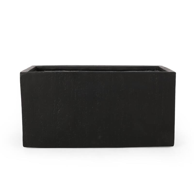 ELLA MGO L31 Black Magnesium Oxide Planter 31.25x15.75x16 Inch Outdoor Lightweight Concrete Rectangle Garden Decor