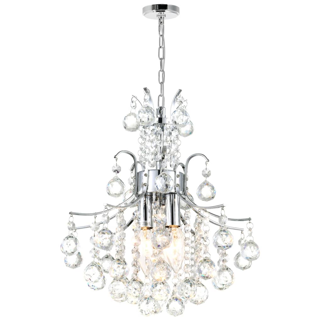 Princess 3 Light 12in Chrome Mini Chandelier with Crystals