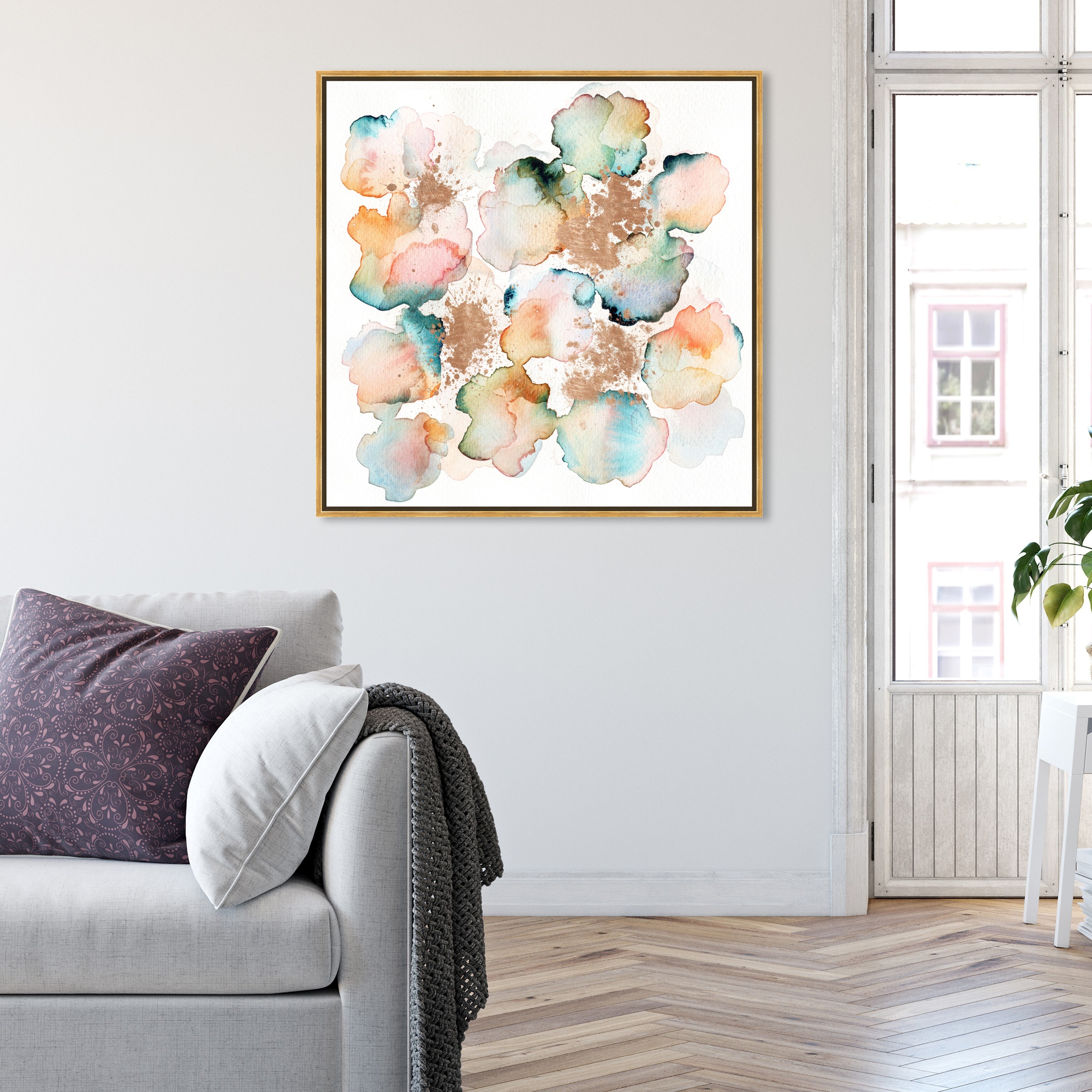Oliver Gal 'Rose Gold Garden' Abstract Wall Art Framed Canvas 