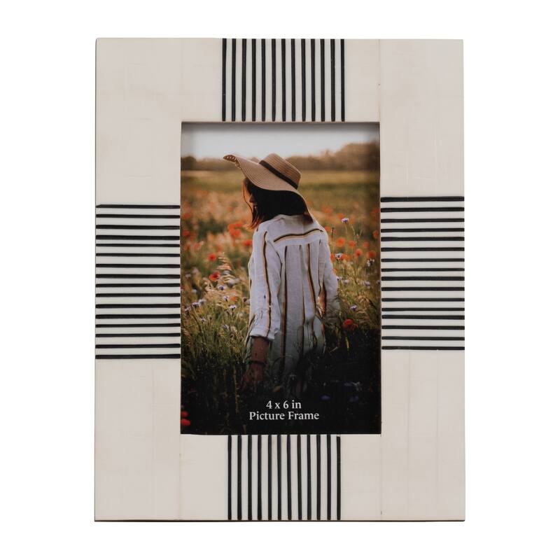 Polyresin Abstract Geometric Photo Frame - White, 4x6 in.