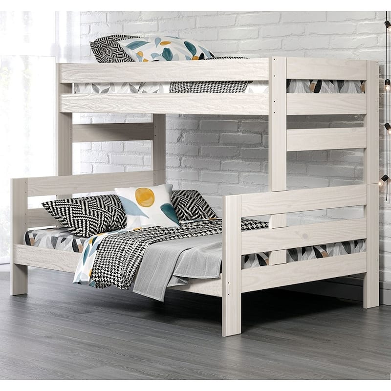 Twin over Full Pine Bunk Bed with Plank Wood Design