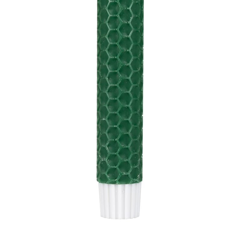 LED Taper Flickering Flameless Honeycomb Christmas Candles - 9.5" - Green - Set of 2