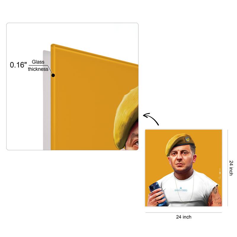 Empire Art Direct Hip Volodymyr Zelenskyy Printed Tempered Glass Wall Art - Multi-Color
