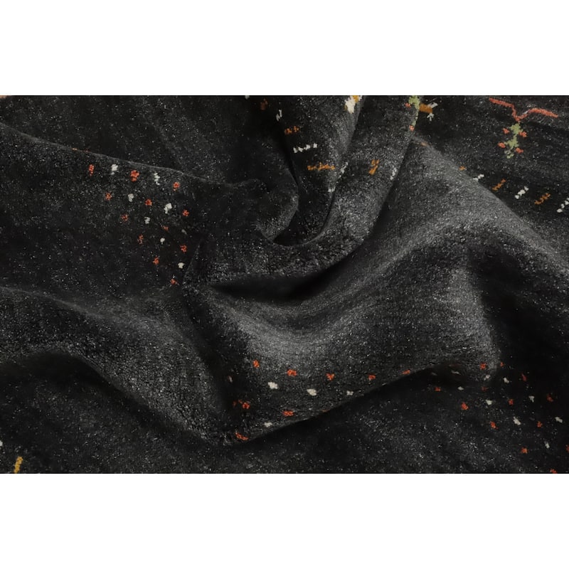 Hand Knotted Oriental 100% Wool Carpet Tribal Animal Pictorial Greys & Charcoal Gabbeh Area Rug - 7' 11'' X 4' 11''