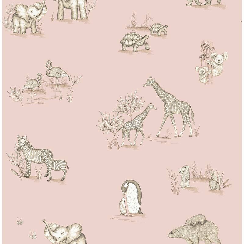Advantage Safari Babies Pink Animal Wallpaper