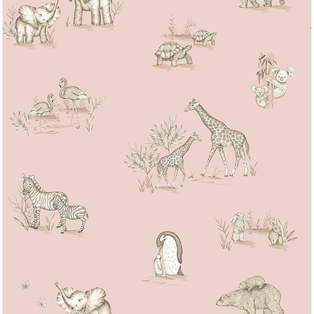 Advantage Safari Babies Pink Animal Wallpaper