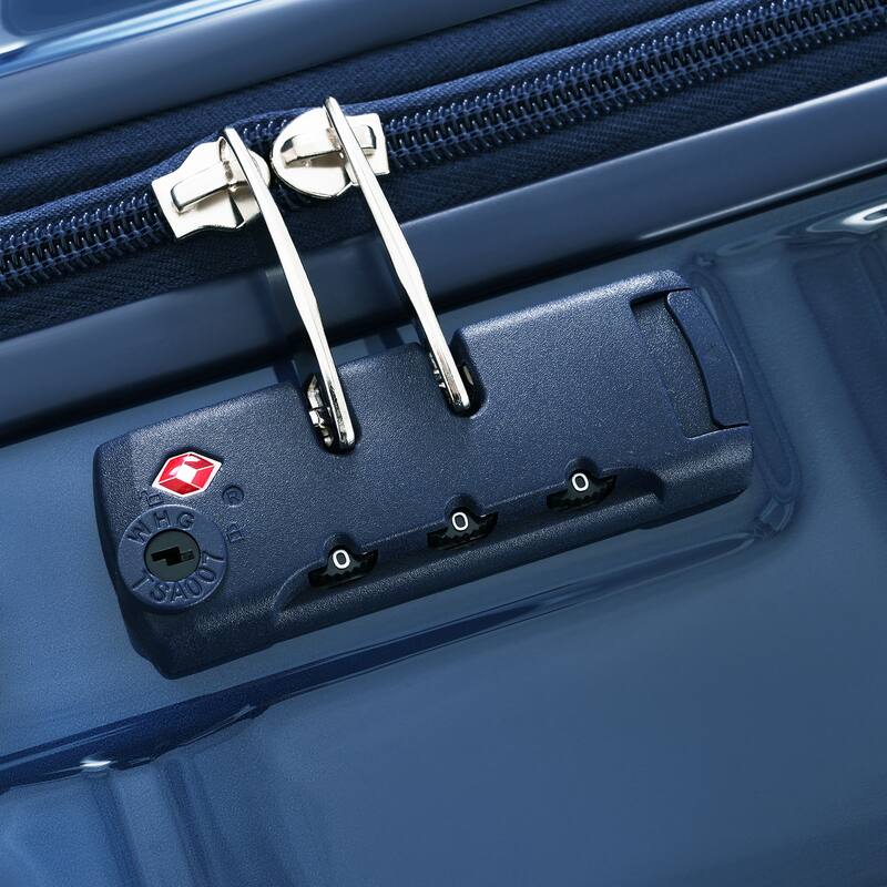 3-Piece, 20-Inch Modern Hard Shell Luggage with USB Port and Spinner Wheels, for Boarding Travel, Blue