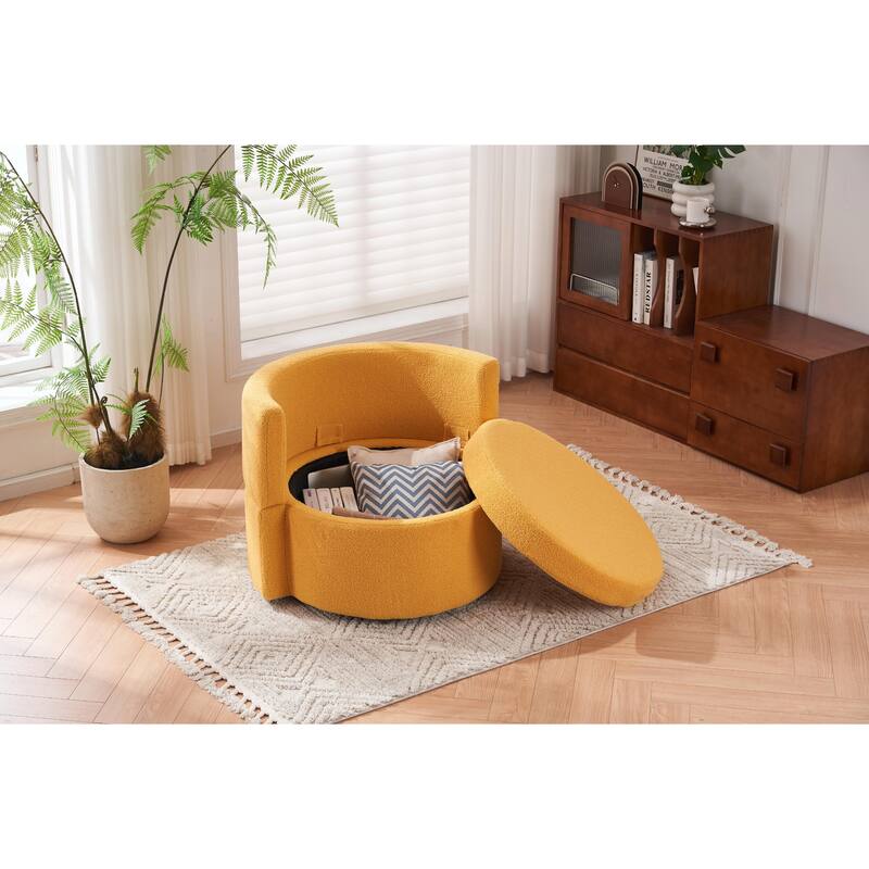 360° Swivel Chair with Storage and Throw Pillows