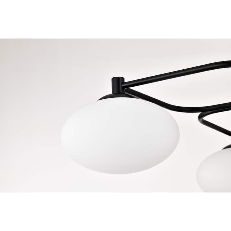 Camris 5-Light Matte Black Chandelier Frosted Glass Shades