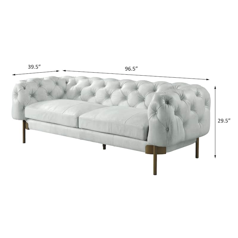 Jonia Vintage White Button Tufted Sofa