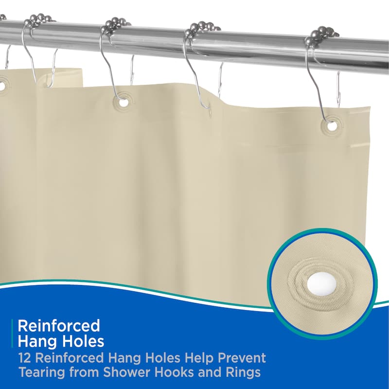 Kenney Lightweight PEVA Shower Curtain Liner, 70" W x 72" H