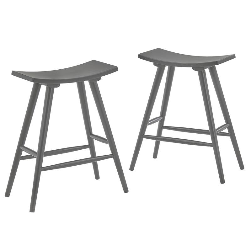 Pinehurst Solid Wood 24" Counter Stool (Set of 2) by iNSPIRE Q Modern - Frost Grey