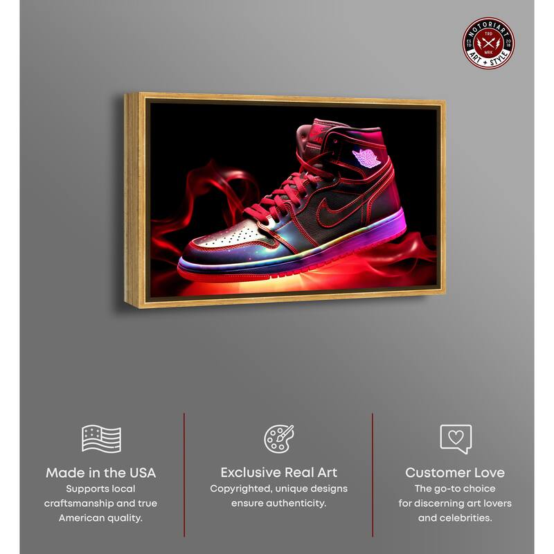 Notoriart Flaming Hot Sneaker Ii Framed Sneaker 1 Piece Canvas Wall Art