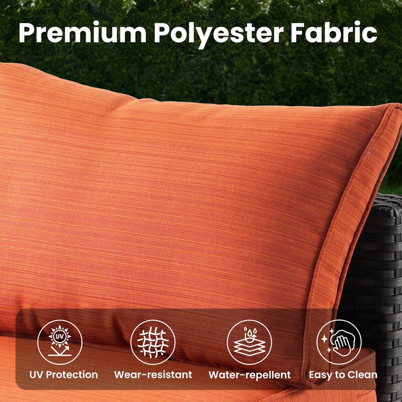 XIZZI 9-Piece Patio Wicker Furniture Swivel Chair Set with Fire Pit