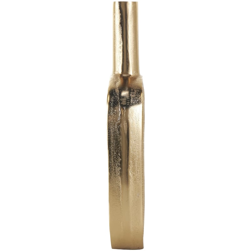 Aluminum Metal Geometric Circular Decorative Vase with Linear Etchings - Gold or Silver - Roche River Decor