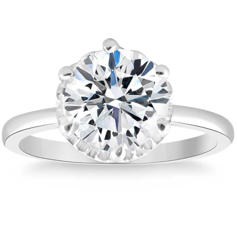 3Ct Round Cut Certified Lab Grown Diamond Engagement Ring White or Yellow Gold