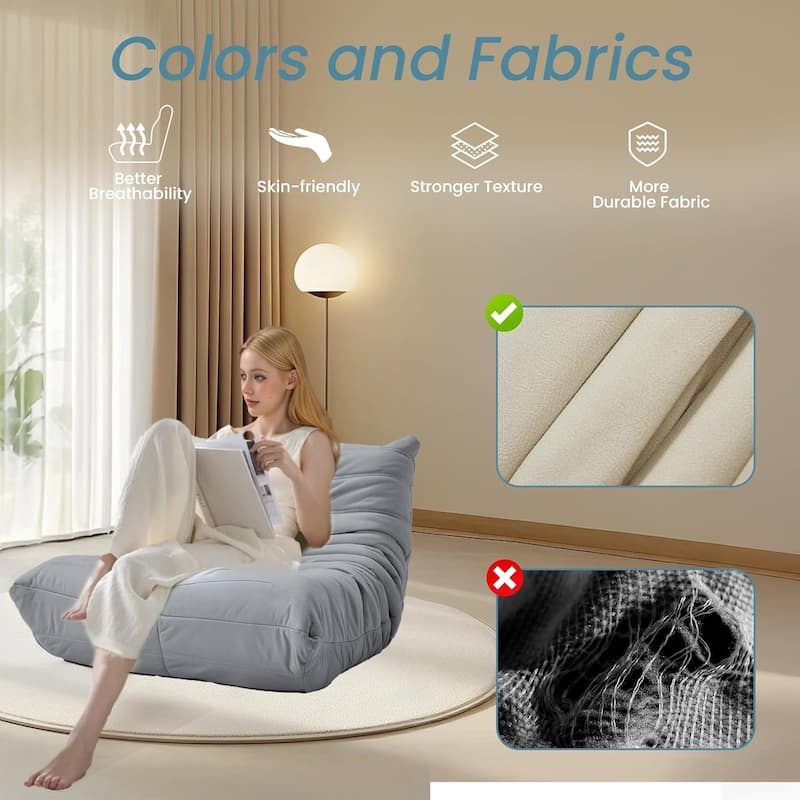 EROMMY Bean Bag Chair Togo Sofa - 28D Memory Foam Floor Chair for Adults & Kids, Lightweight Faux Leather Lounger in 5 Colors