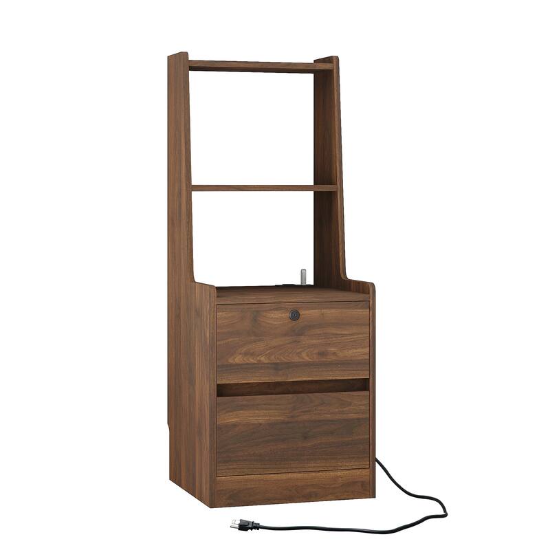 Anmytek Smart Nightstand with Night Light and Charging Station,Bedside Tables with Storage Cabinet