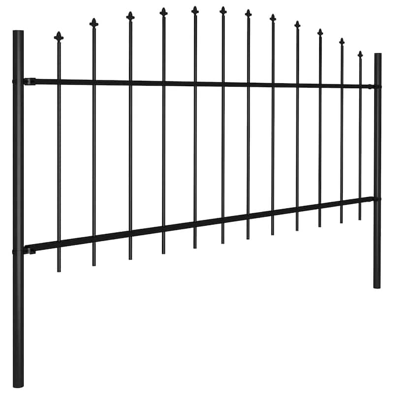 vidaXL Garden Fence with Spear Top Steel 71.3"x29.5"/68.9"/78.7" Black