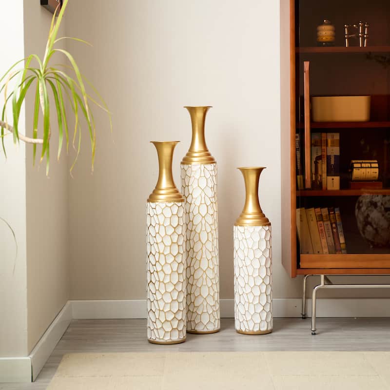 Metal Vase Set of 3, Tall Standing Floor Vases Home Décor Vase