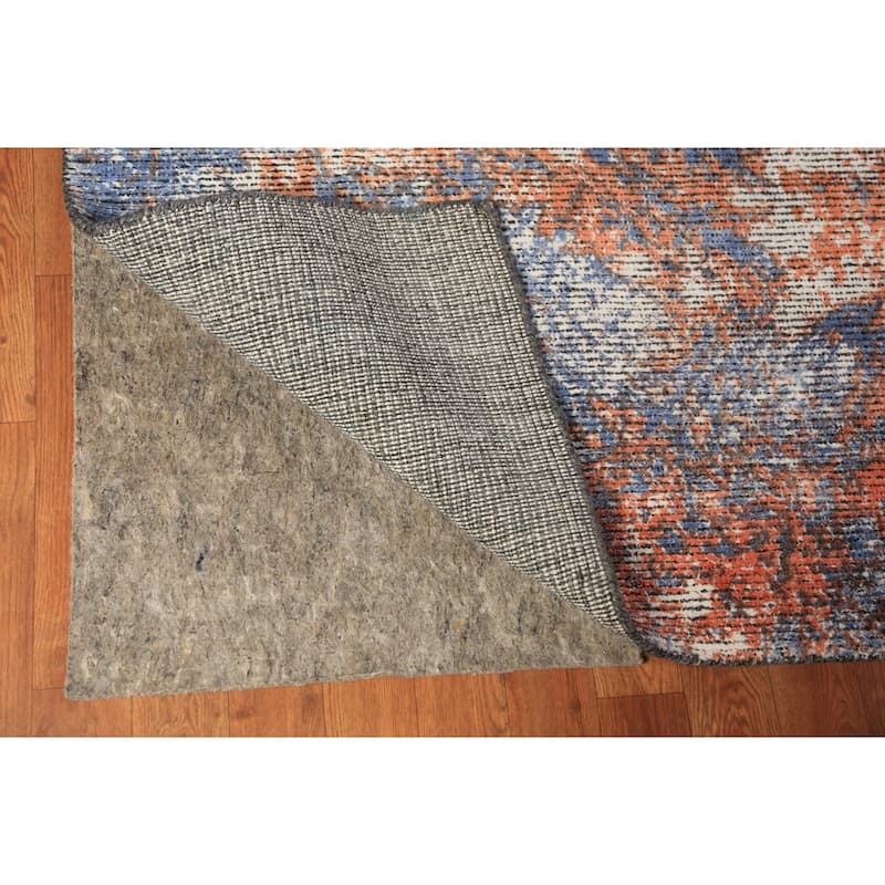 Modern Abstract Indian Large Rug Hand-Knotted Wool Carpet - 9'8"x 13'6"