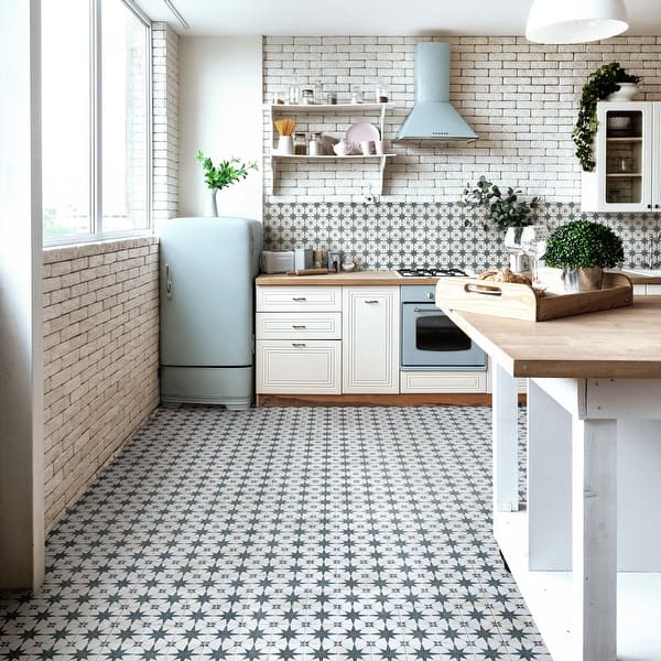 slide 2 of 17, Merola Tile Harmonia Kings Star Blue 13" x 13" Ceramic Floor and Wall Tile Case (10 Tiles)