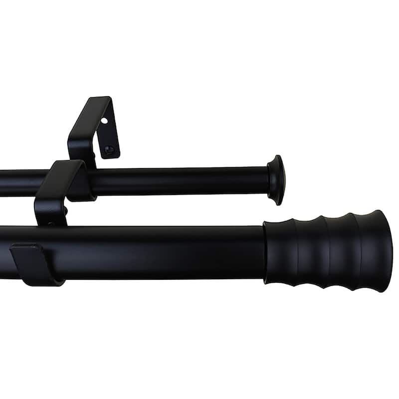 Meriville 1-Inch Diameter Oakley Double Window Curtain Rod - Black - 84"-120"
