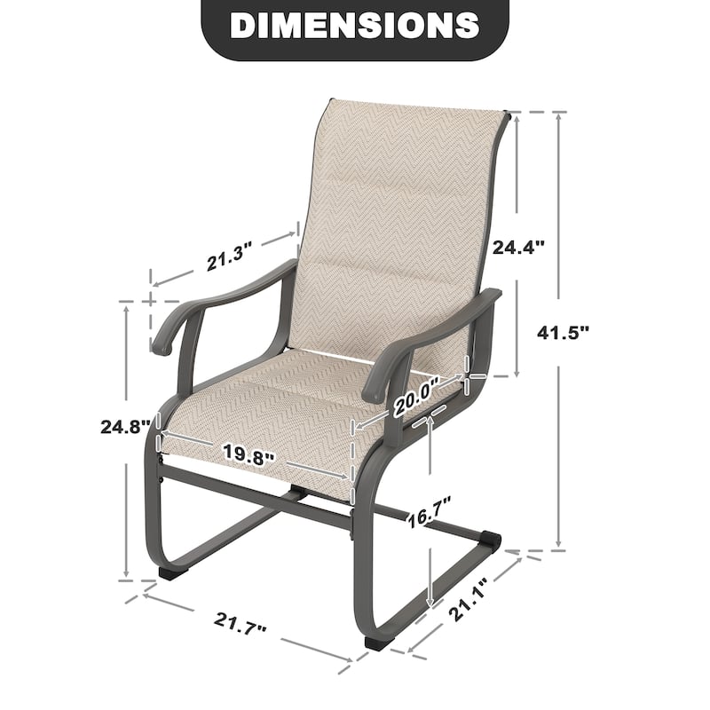 Outdoor Patio Dining Chairs, Breathable Textilene, Iron Frame, Beige
