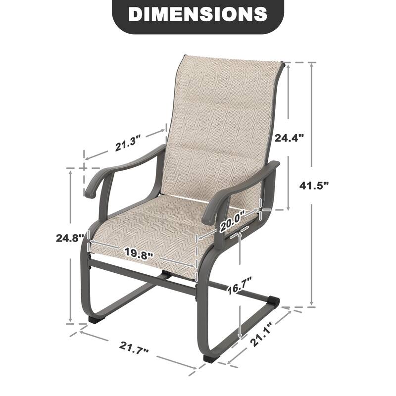Outdoor Patio Dining Chairs, Breathable Textilene, Iron Frame