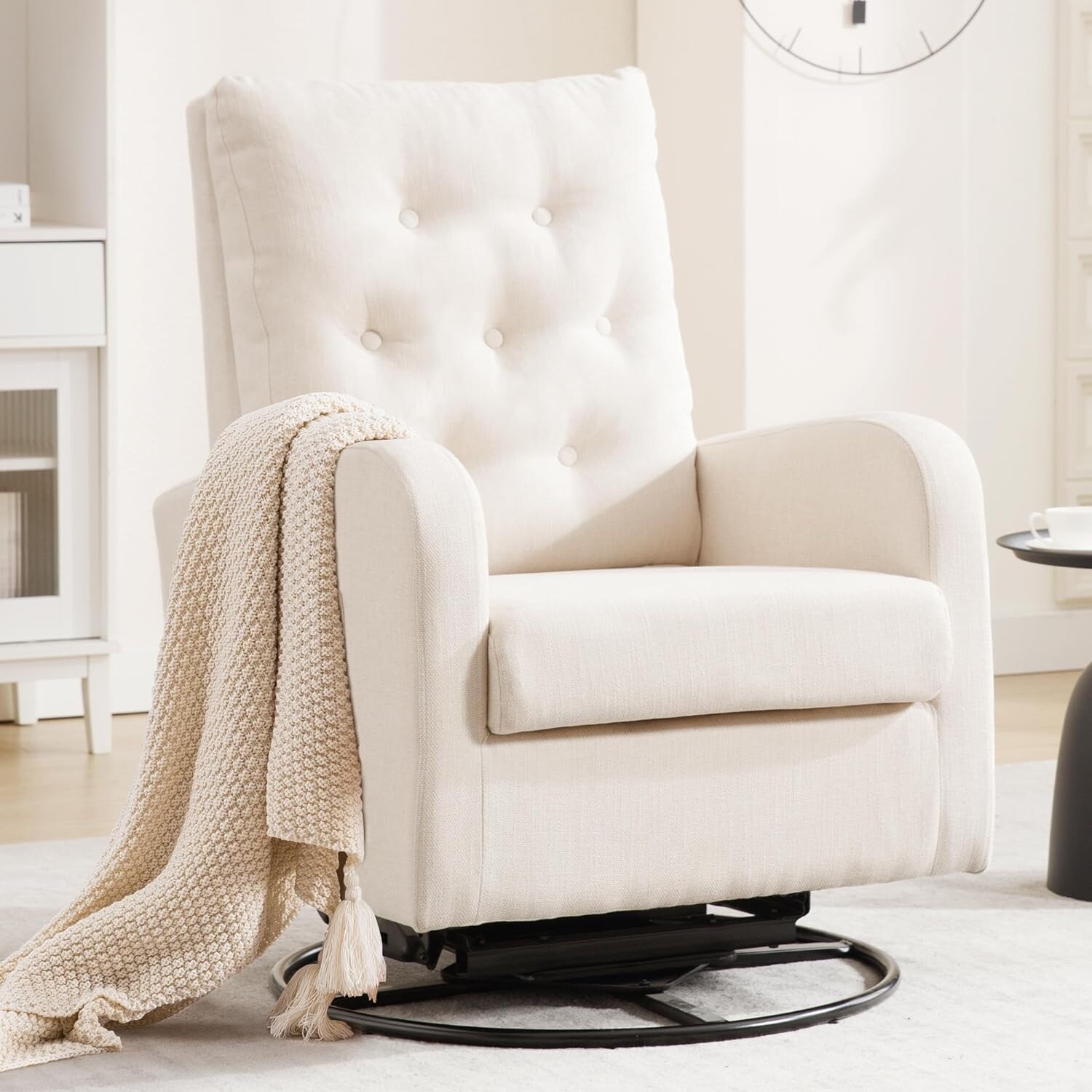 HOMYKA Swivel Rocking Upholstered Armchair Nursery Glider Linen Accent Chairs On Sale Bed Bath Beyond 40298771