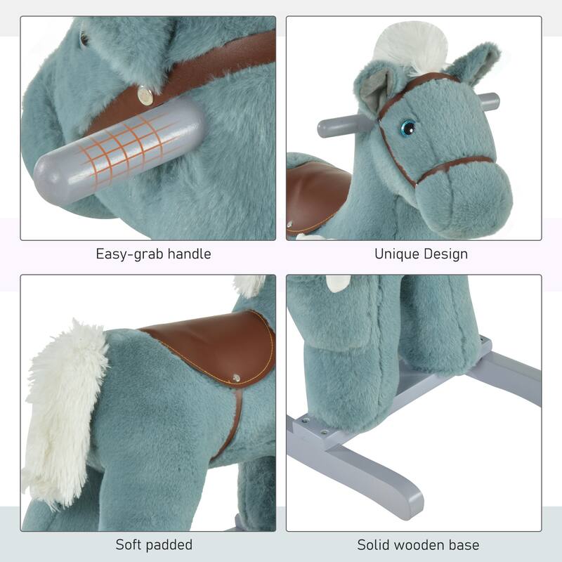 Kids Plush Rocking Horse with Authentic Neighing Sounds, Soft Body, and Developmental Benefits, for Toddlers 36 Months+