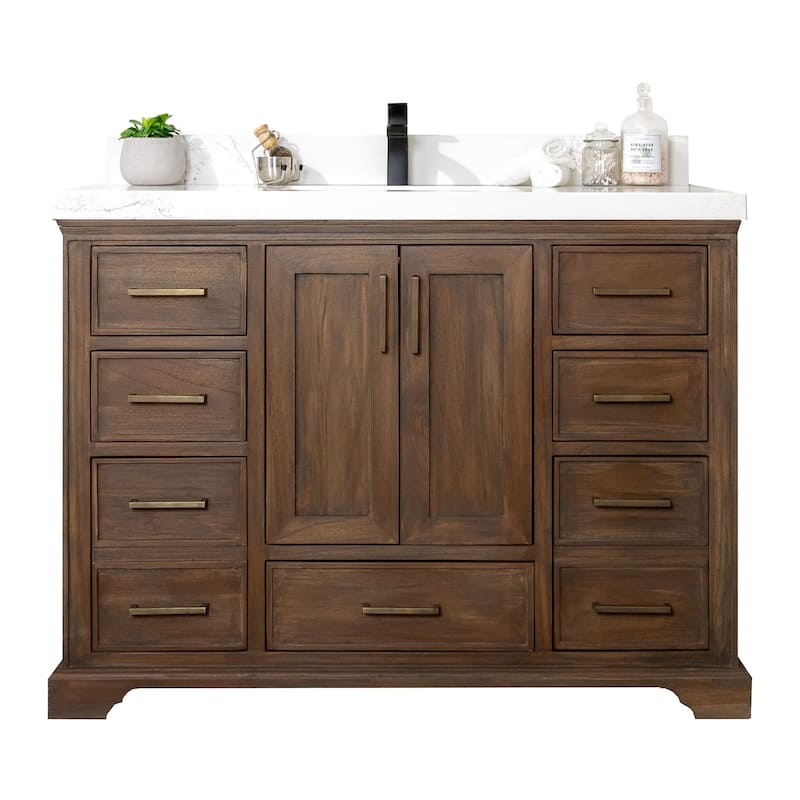 Willow Collections 42 in. W x 22 in. D Charlotte Teak Single Sink Bathroom Solid Teak Vanity with Countertop
