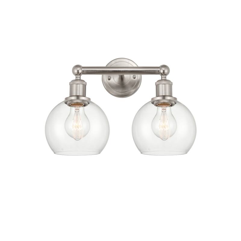 Innovations Lighting 616-2W-11-15 Athens Vanity Athens Deco Swirl 2 - Brushed Satin Nickel / Clear