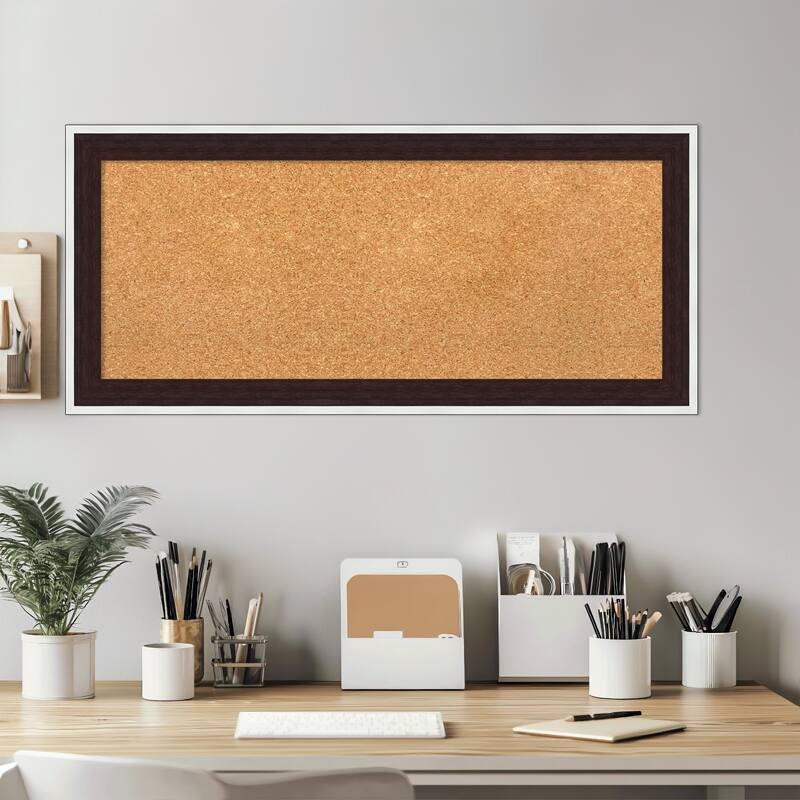 Maya Espresso Silver Framed Cork Board - Bulletin Board, Organization Board, Pin Board