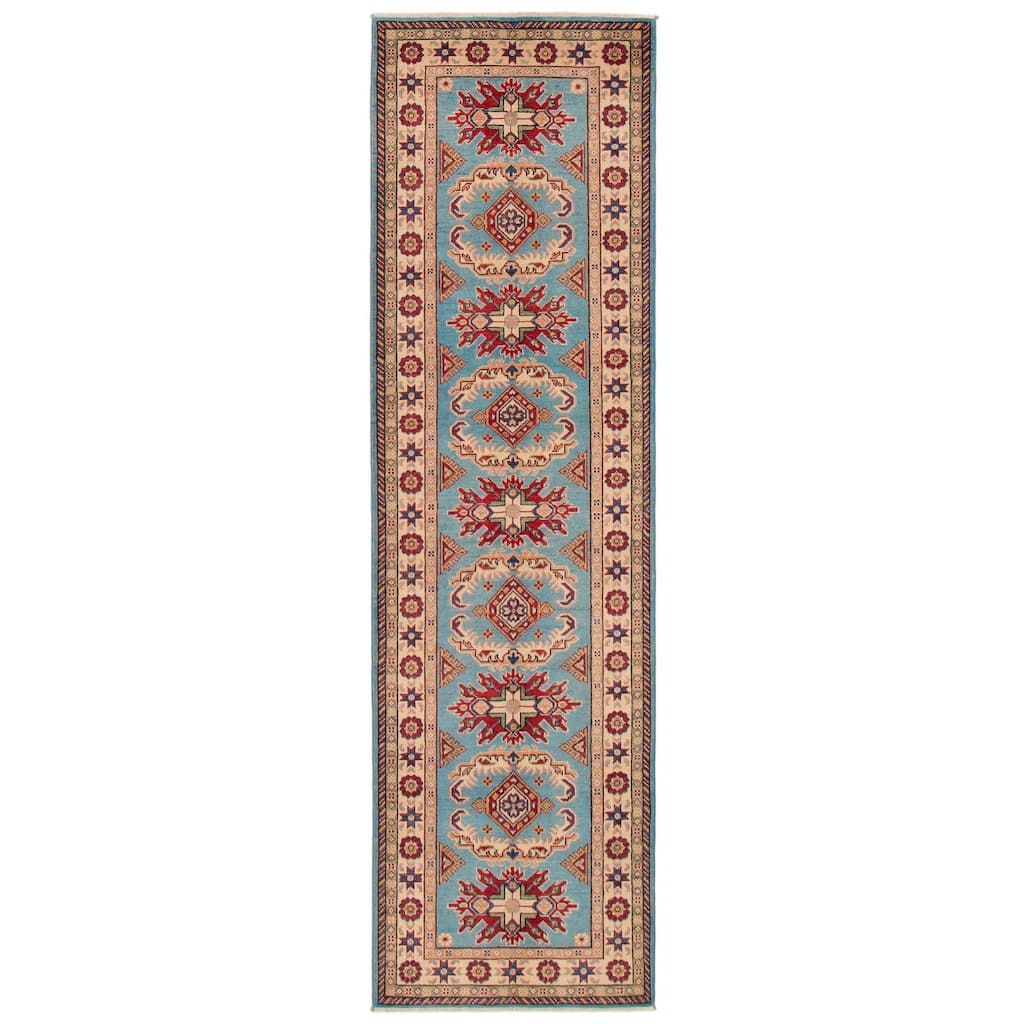 ECARPETGALLERY Hand-knotted Uzbek Ghazni Sky Blue Wool Rug - 2'9 x 9'7