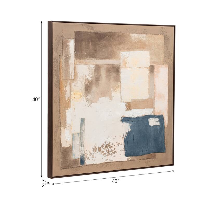 Canvas Wall Art Wood Frame Abstract Geometric Design - 40" Multi