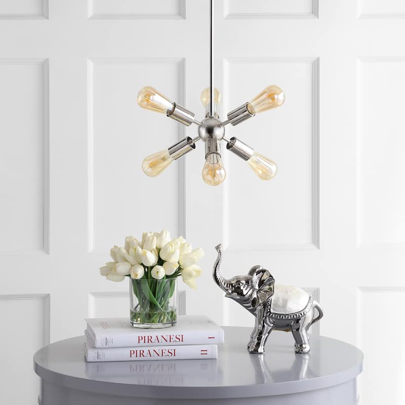 Bailey 17.5" Sputnik Metal LED Chandelier, Nickel by JONATHAN Y