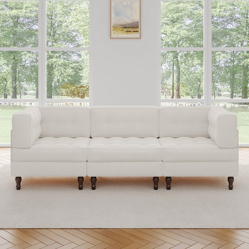 98"W Modular Upholstered Corduroy Sectional Sofa for Living Room