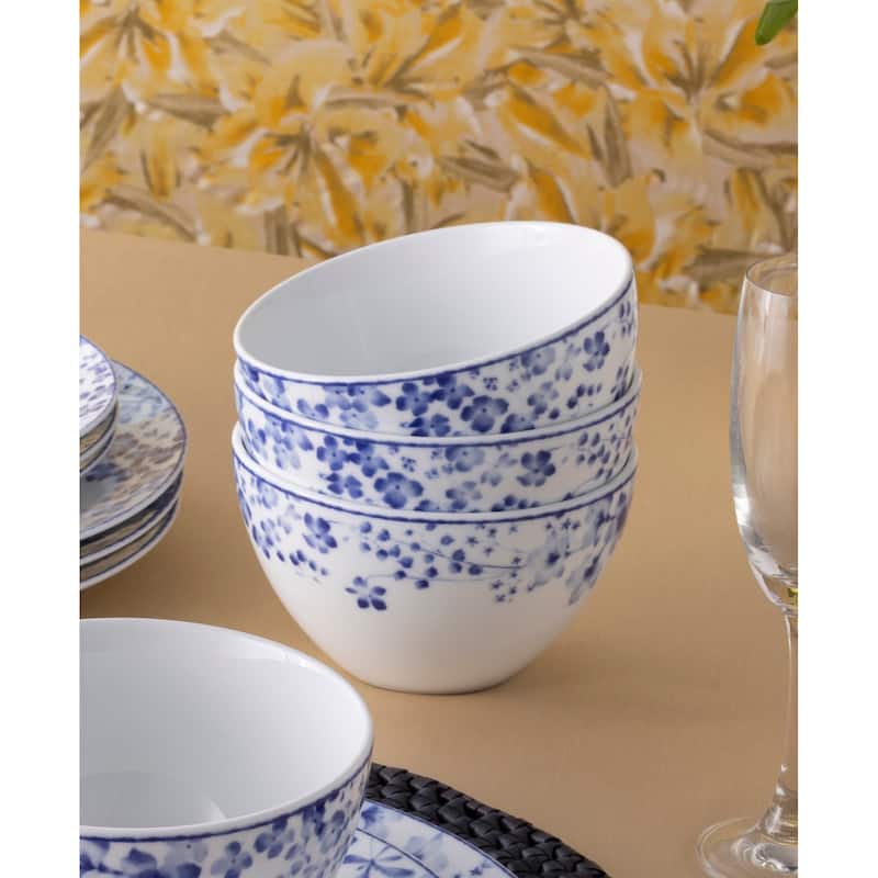 Bloomington Road Blue 30-Piece Dinnerware Set, Service for 6