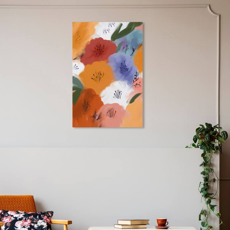 Wynwood Studio Canvas Floral and Botanical Love Copper and Lavender Orange and Modern & Contemporary Wall Art Canvas Print - 30 x 20