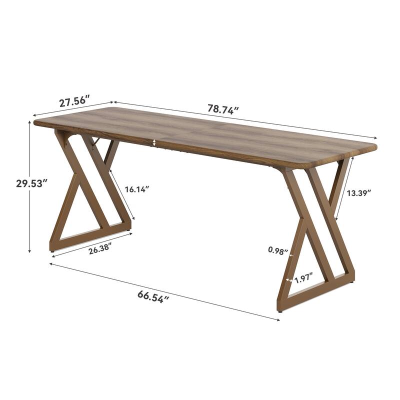 78.7-Inch Extra Long Computer Desk, Sturdy Wooden Office Desk, 2-Person Work Table Workstation for Home Office